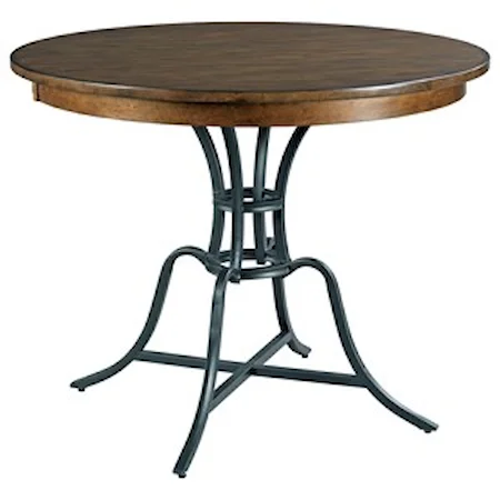 44" Round Solid Wood Counter Height Table with Rustic Metal Base